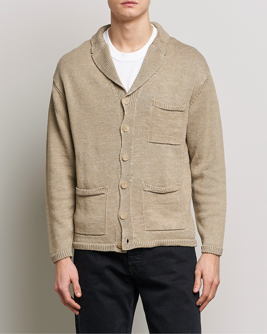 Herre | Trøjer | Inis Meáin | Washed Linen Pub Jacket Dark Natural