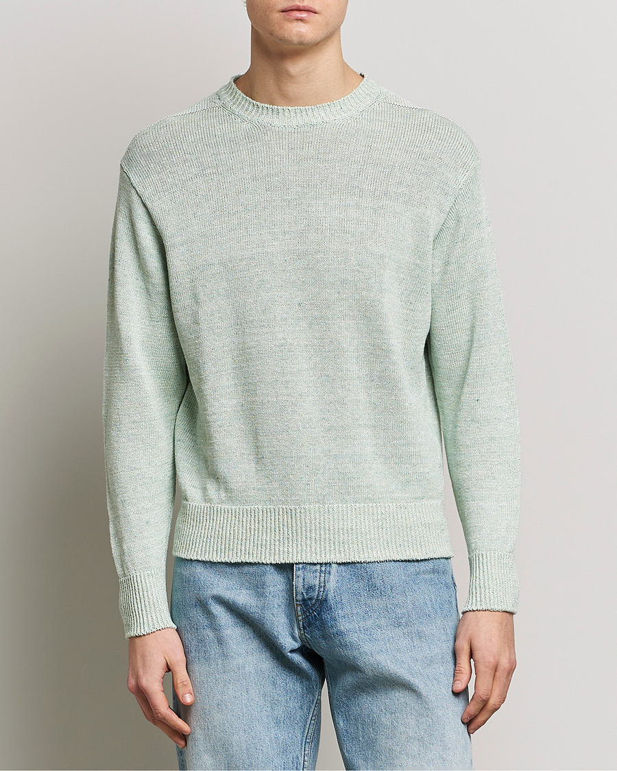 Herre | Strikkede trøjer | Inis Meáin | Donegal Washed Linen Crew Neck Mint