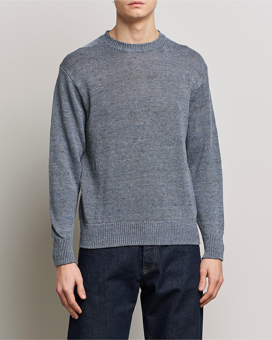 Herre | Trøjer | Inis Meáin | Donegal Washed Linen Crew Neck Stone