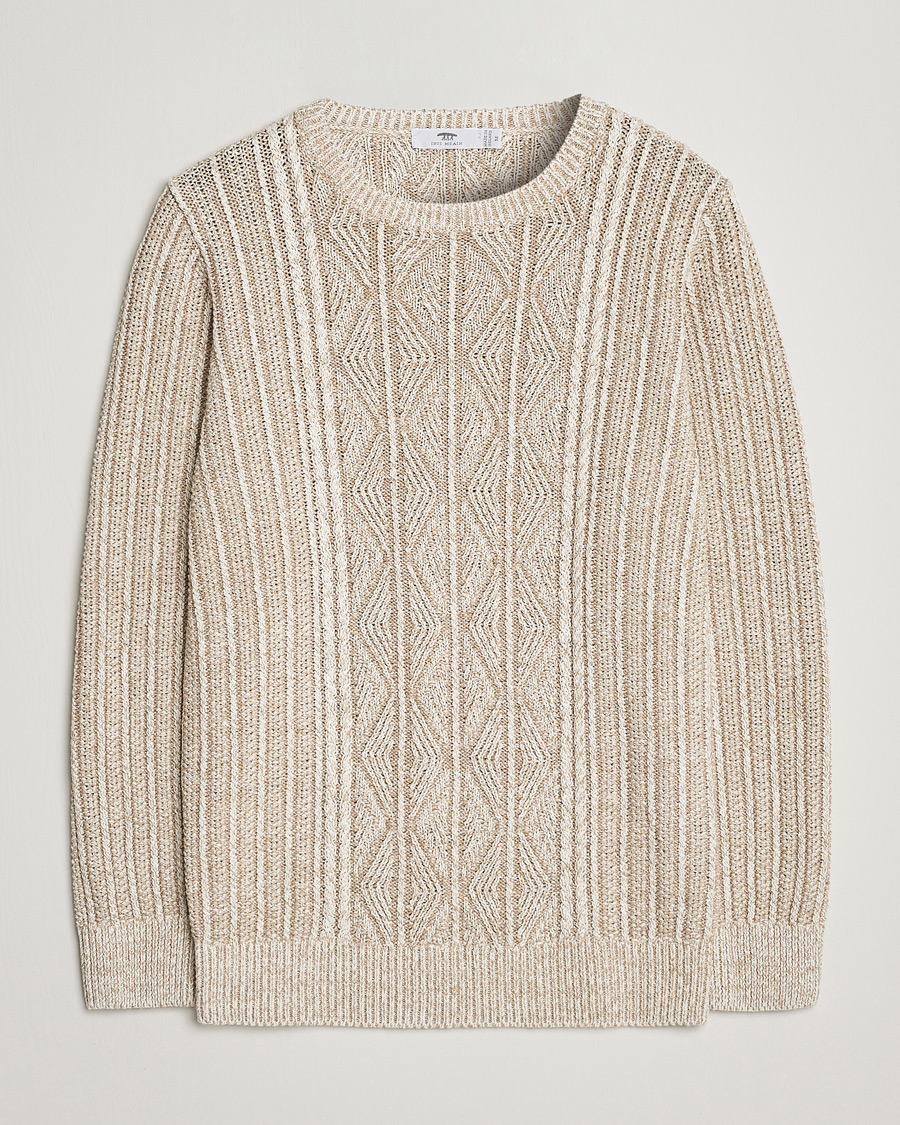Herre | Trøjer | Inis Meáin | Patented Aran Knitted Linen Crew Neck Beige