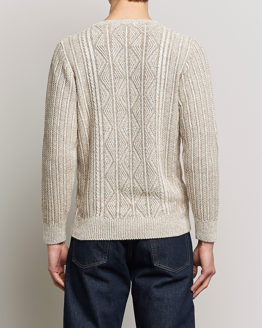 Herre | Trøjer | Inis Meáin | Patented Aran Knitted Linen Crew Neck Beige