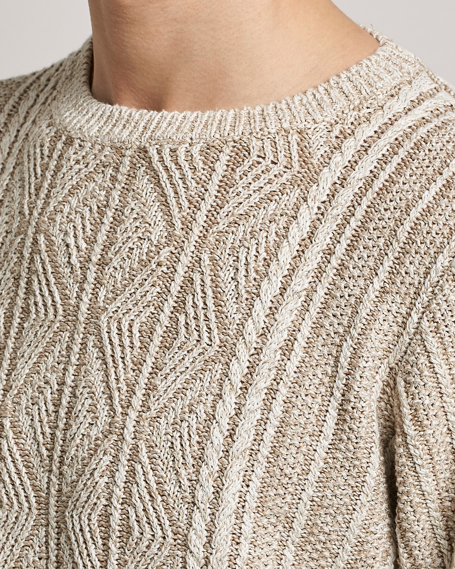 Herre | Trøjer | Inis Meáin | Patented Aran Knitted Linen Crew Neck Beige