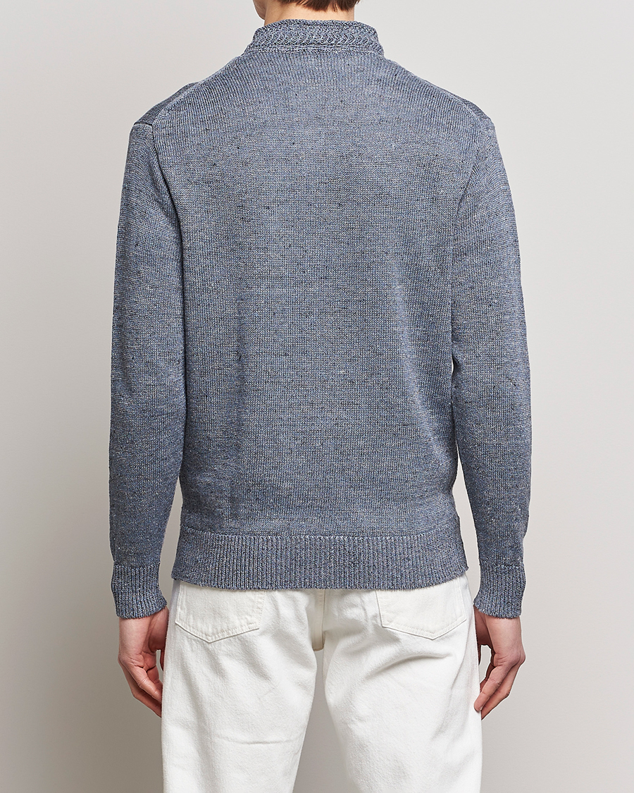 Herre | Trøjer | Inis Meáin | Chevron Washed Donegal Linen Zipper Dusk