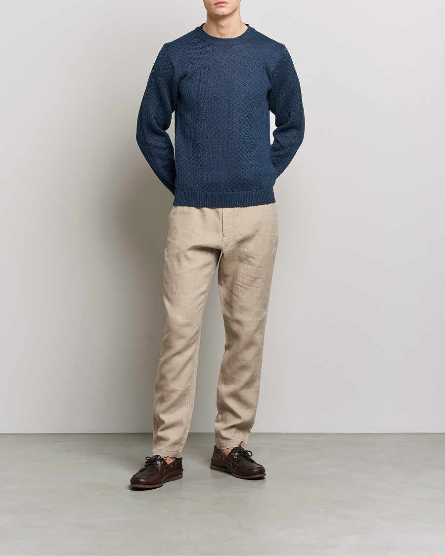 Herre | Trøjer | Inis Meáin | Fishnet Linen Sweater Blueberry