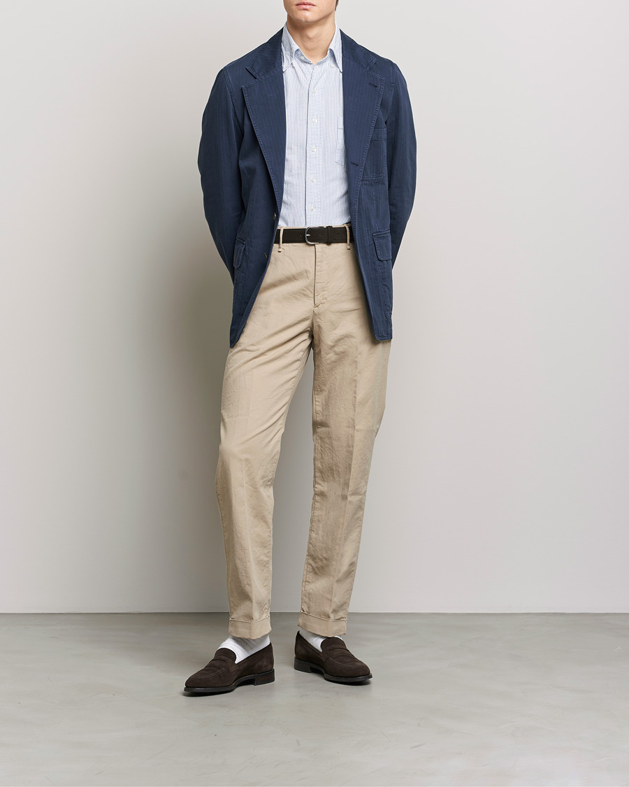 Herre | Blazere & jakker | Drake's | MKI Cotton Herringbone Games Blazer Navy