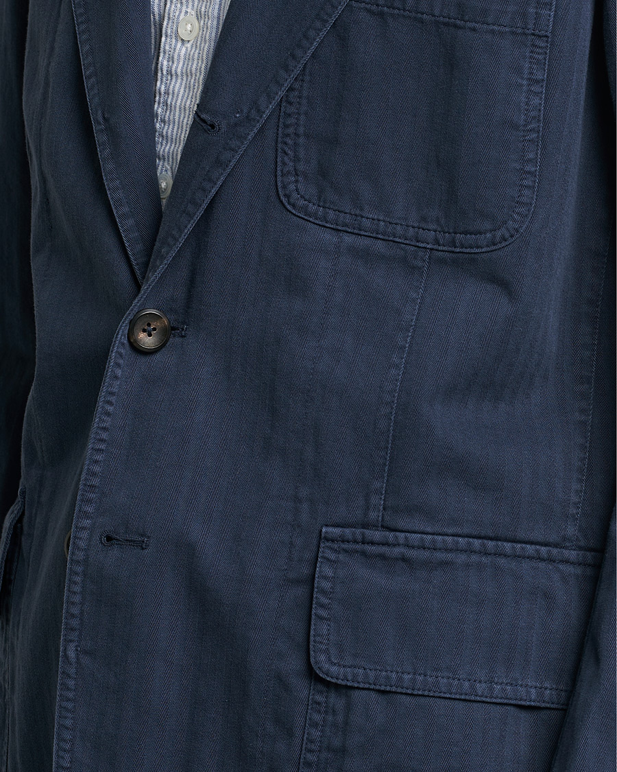 Herre | Blazere & jakker | Drake's | MKI Cotton Herringbone Games Blazer Navy