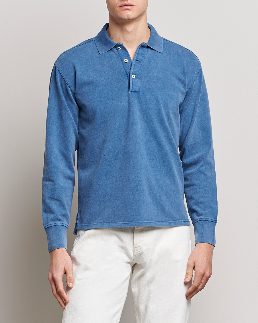 Herre | Trøjer | Drake's | Long Sleeve Jersey Polo Navy