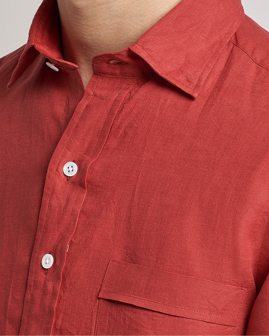Herre | Skjorter | Drake's | Linen Summer Shirt Red