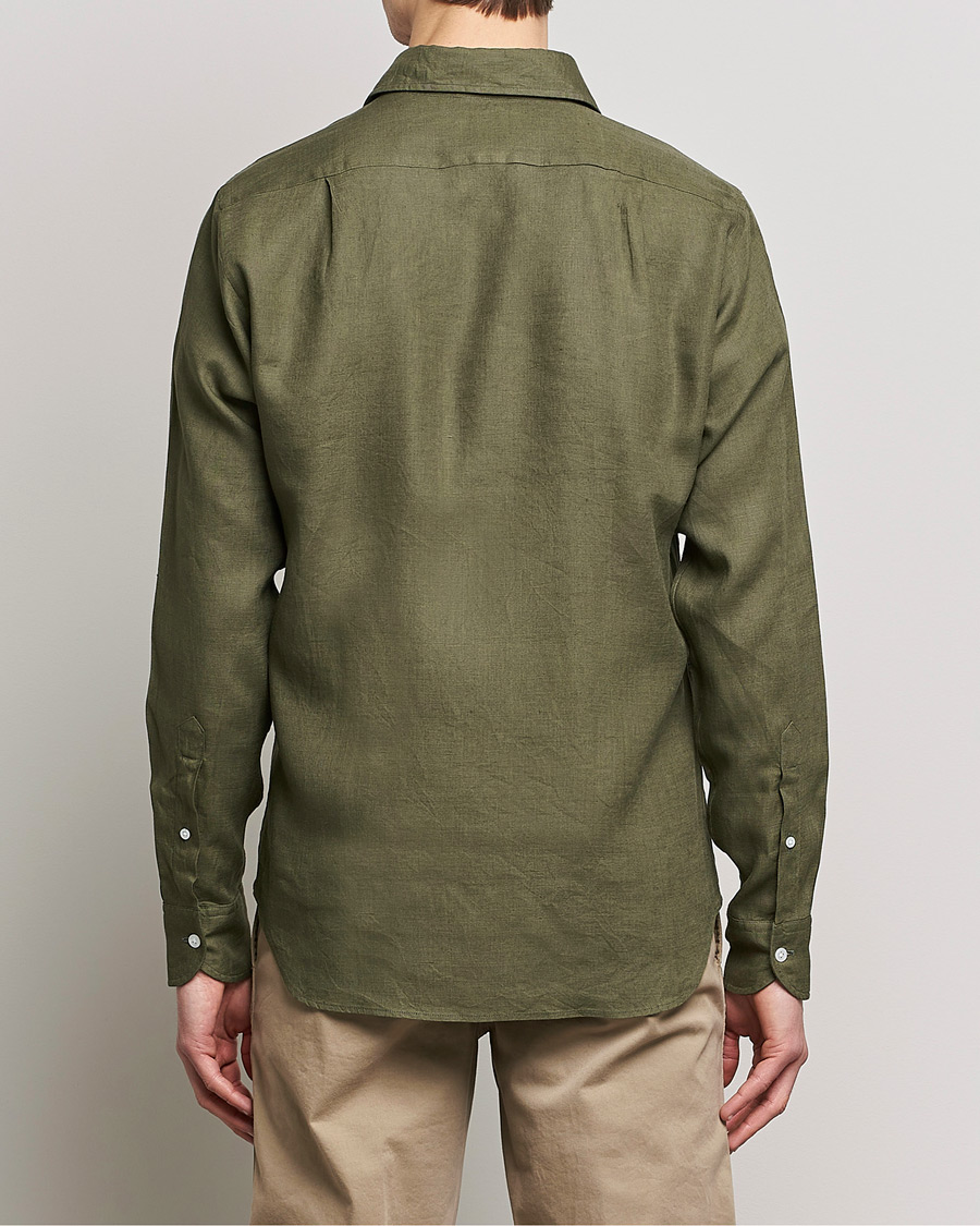 Herre | Skjorter | Drake's | Linen Summer Shirt Green