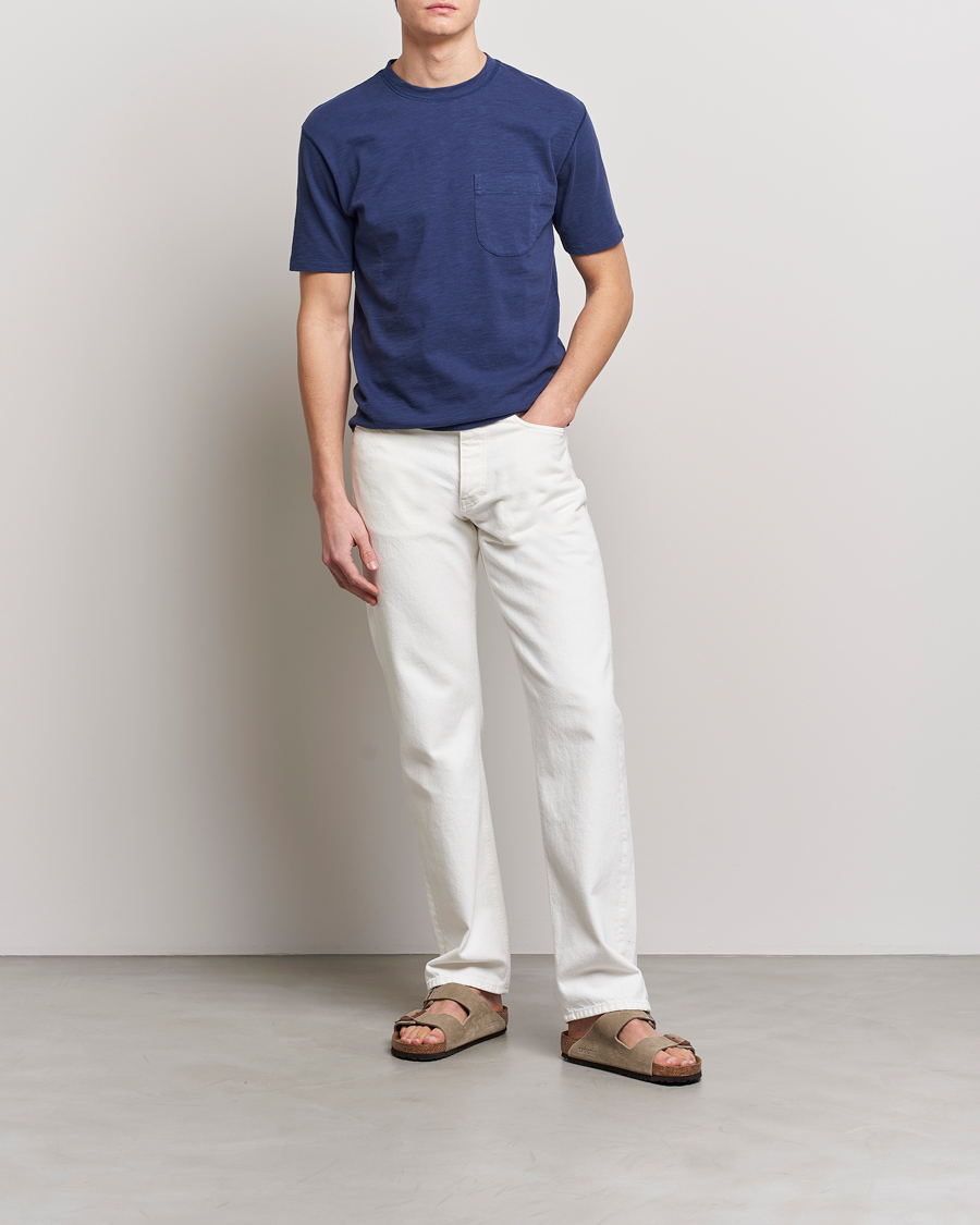 Herre | T-Shirts | Drake's | Cotton Pocket T-Shirt Navy