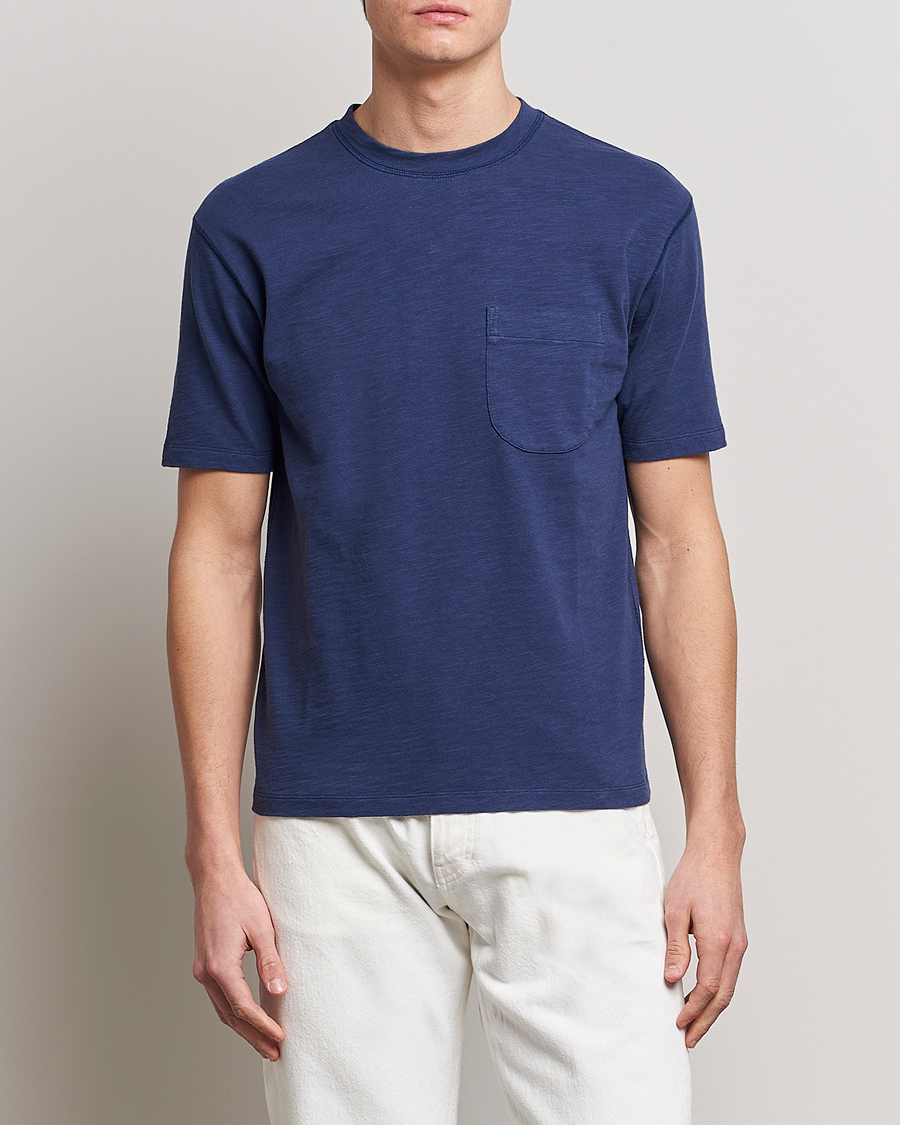 Herre | Drake's | Drake's | Cotton Pocket T-Shirt Navy
