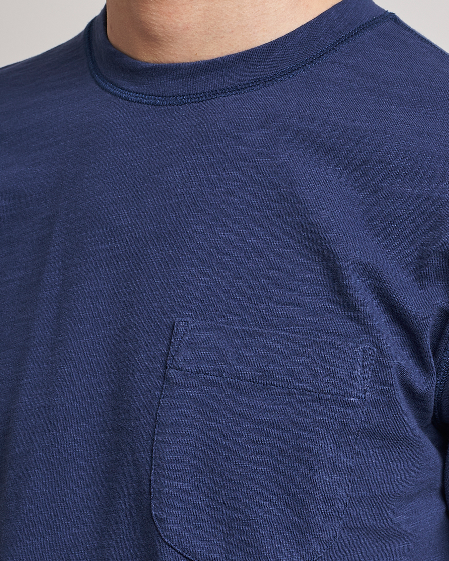 Herre | T-Shirts | Drake's | Cotton Pocket T-Shirt Navy