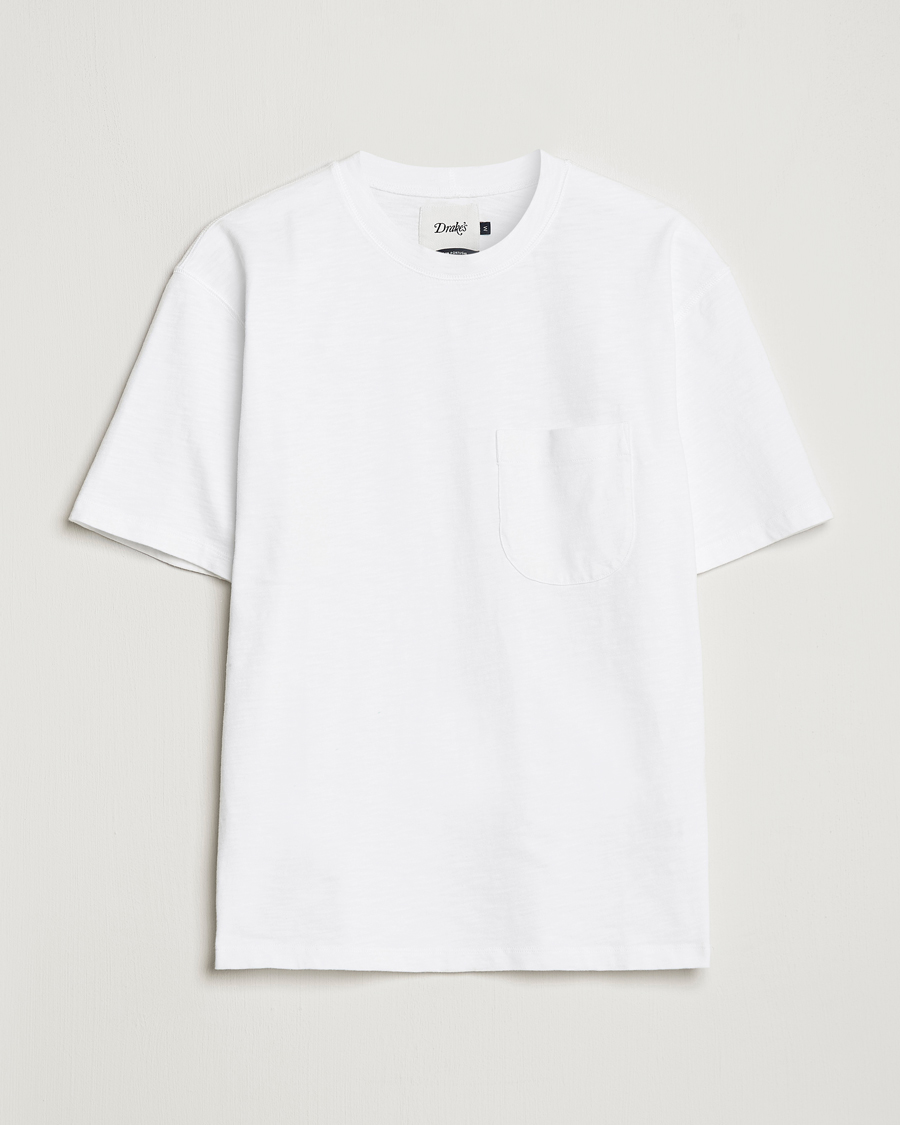 Herre | T-Shirts | Drake's | Cotton Pocket T-Shirt White