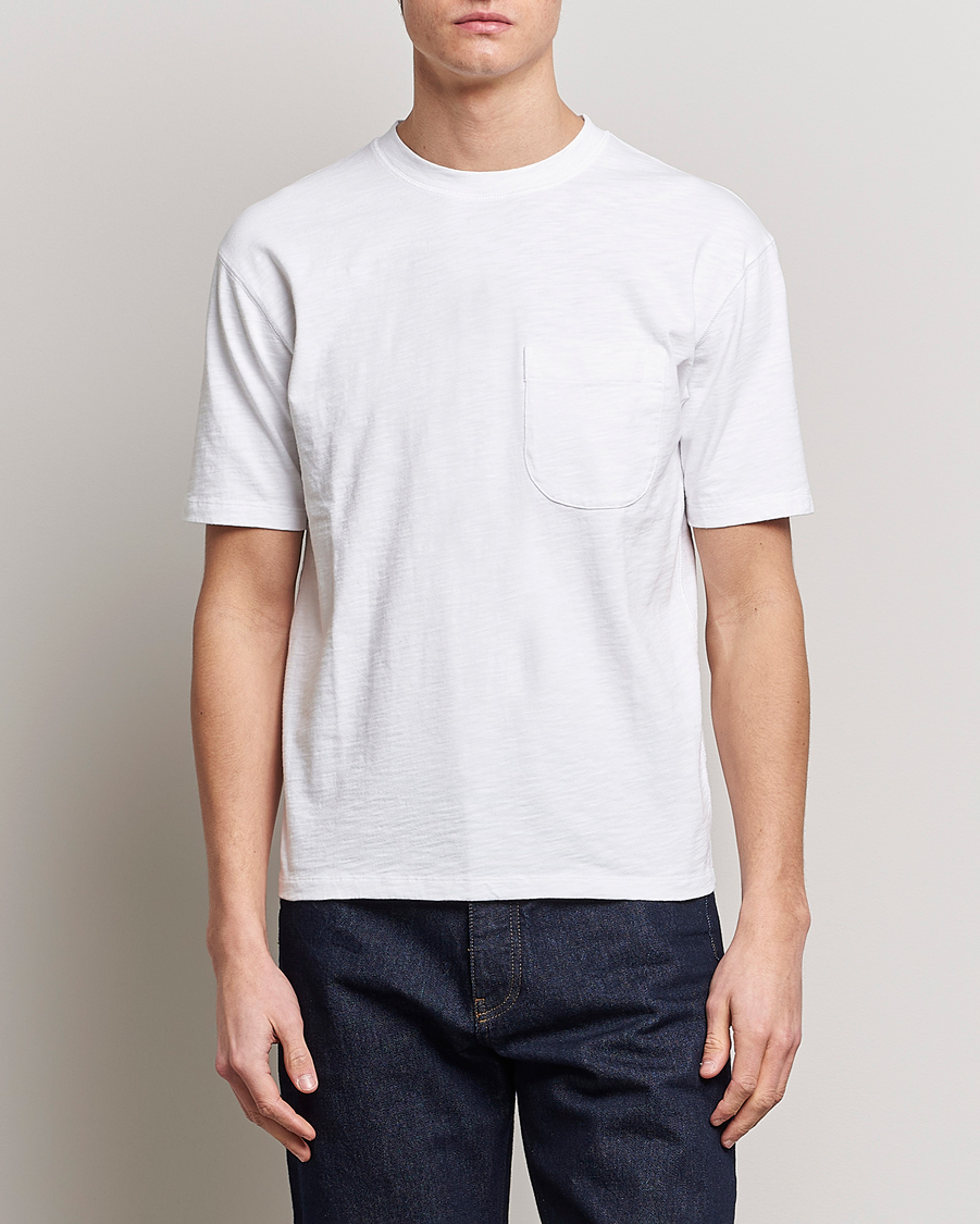 Herre | Hvide t-shirts | Drake's | Cotton Pocket T-Shirt White