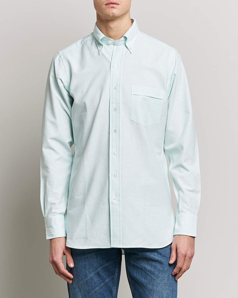 Herre | Oxfordskjorter | Drake's | Striped Button Down Oxford Shirt Green