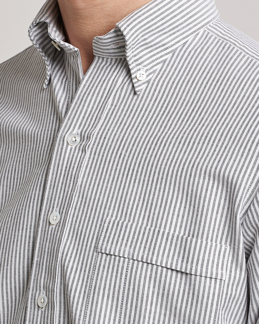 Herre | Skjorter | Drake's | Striped Button Down Oxford Shirt Black