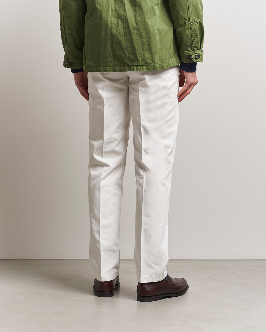 Herre | Bukser | Drake's | Flat Front Cotton Chino Ecru