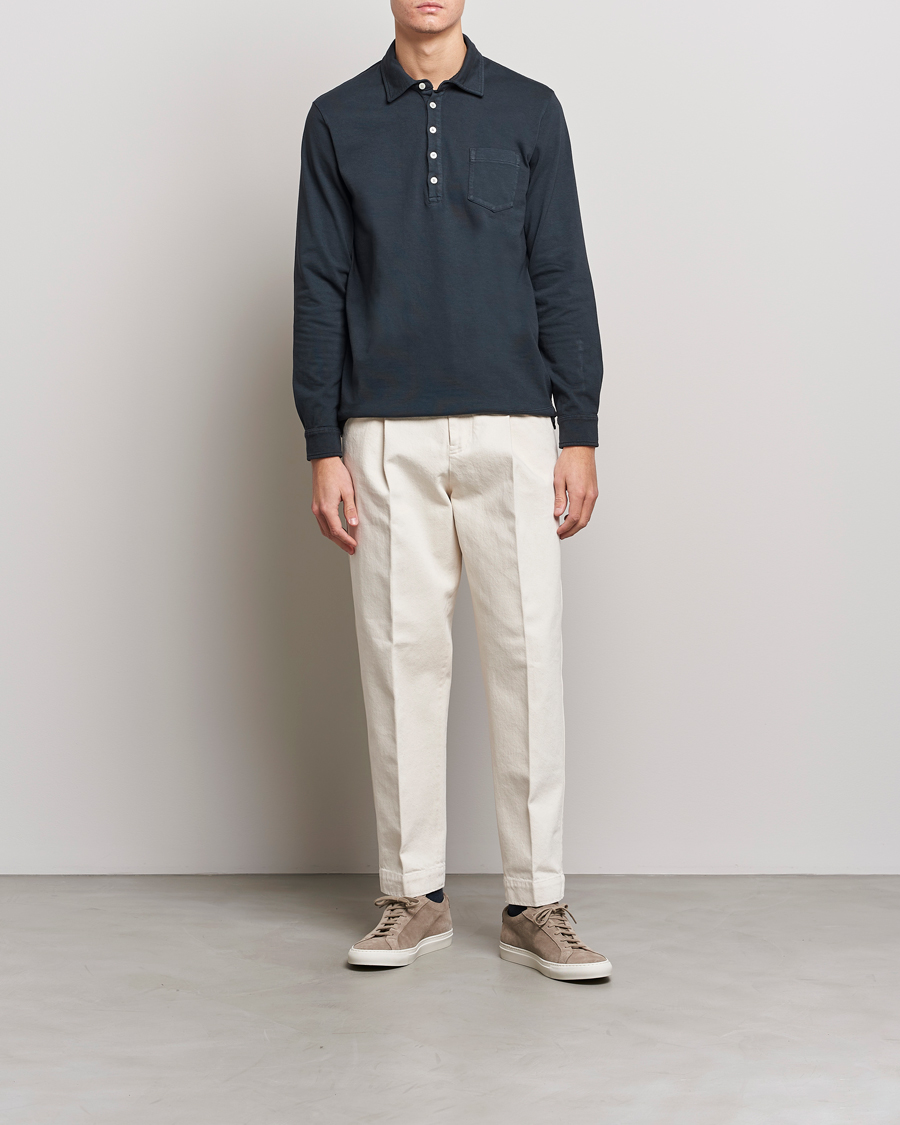 Herre | Trøjer | Massimo Alba | Ischia Long Sleeve Cotton Polo Washed Black