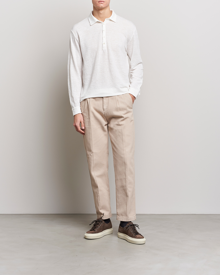 Herre | Trøjer | Massimo Alba | Raya Long Sleeve Linen Polo White