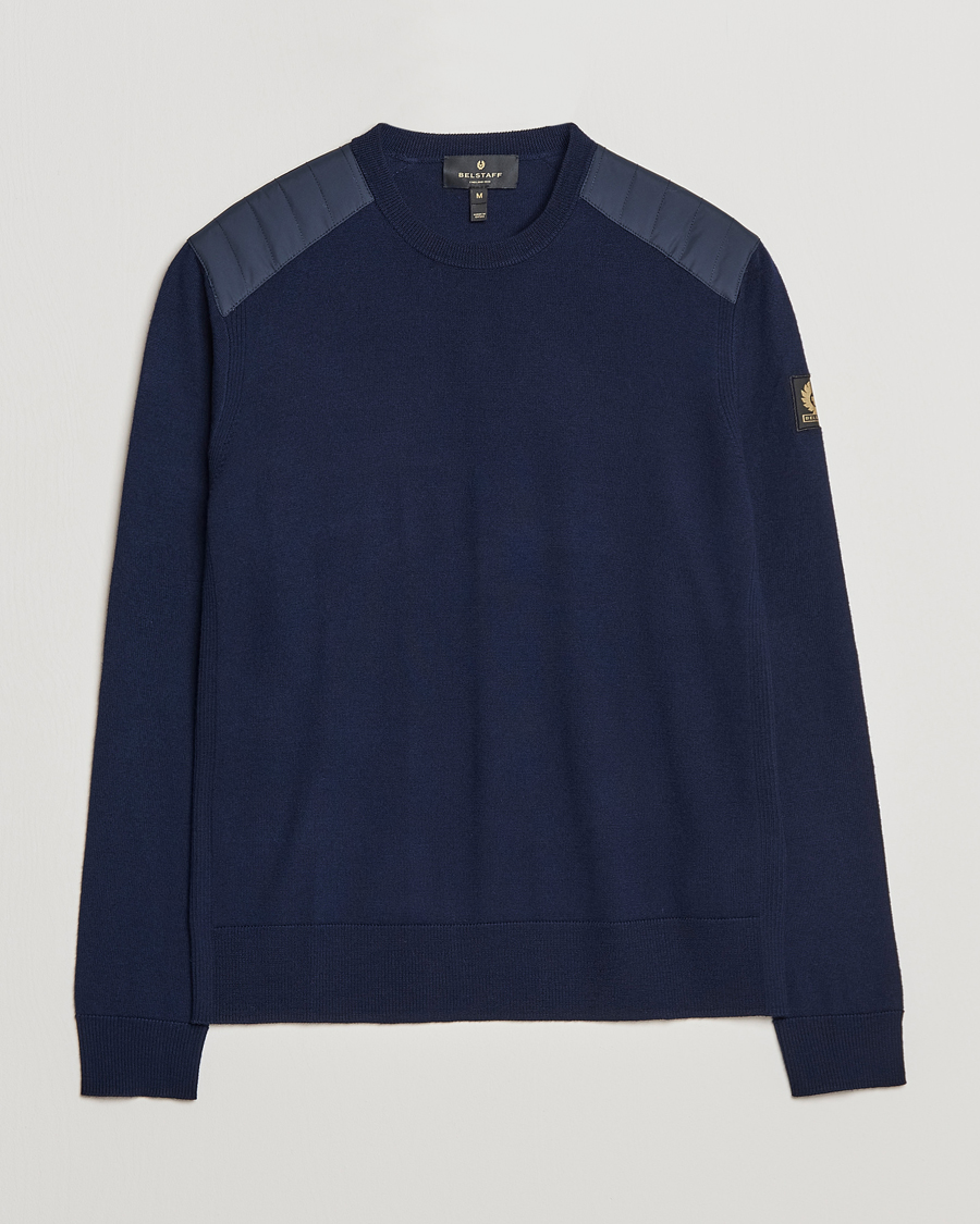 Herre | Trøjer | Belstaff | Kerrigan Crew Neck Merino Sweatshirt Washed Navy