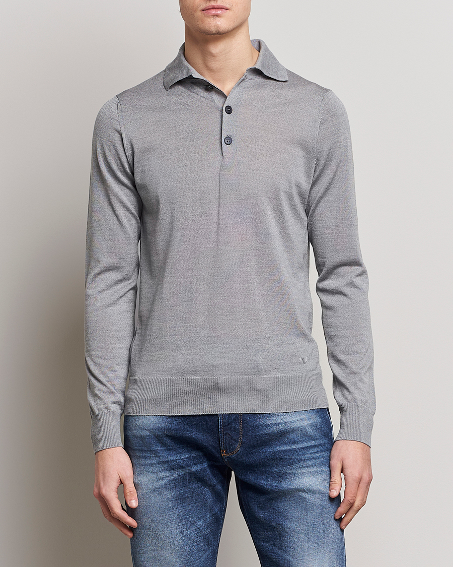 Herre | Strikkede polotrøjer | Emporio Armani | Knitted Merino Pique Grey