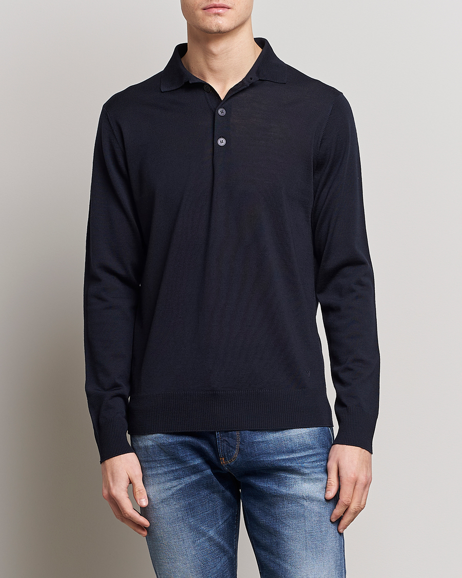 Herre | Strikkede polotrøjer | Emporio Armani | Knitted Merino Pique Navy