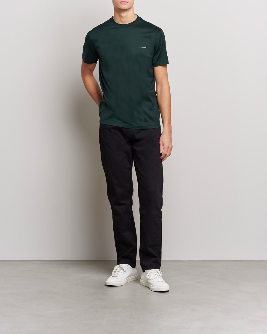 Herre | T-Shirts | Emporio Armani | Tencel T-Shirt Green