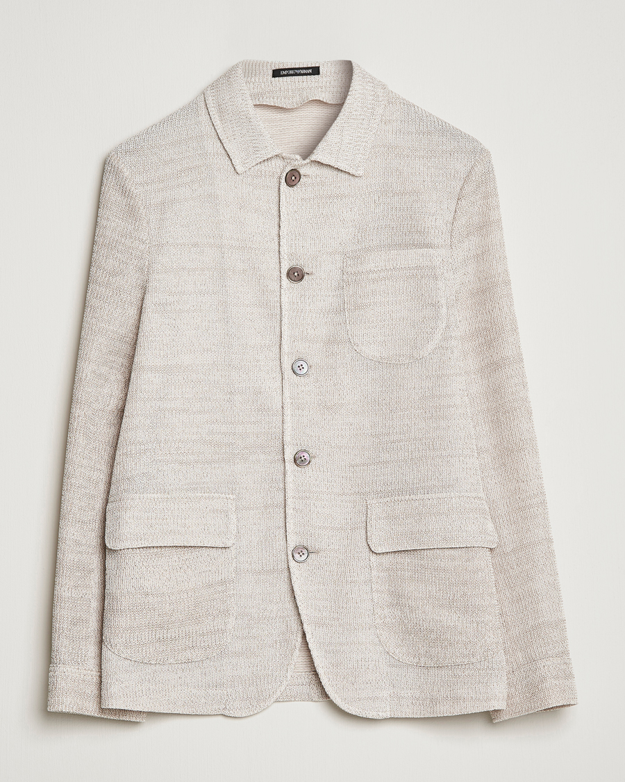 Herre | Blazere & jakker | Emporio Armani | Cotton Knitted Jacket Sand