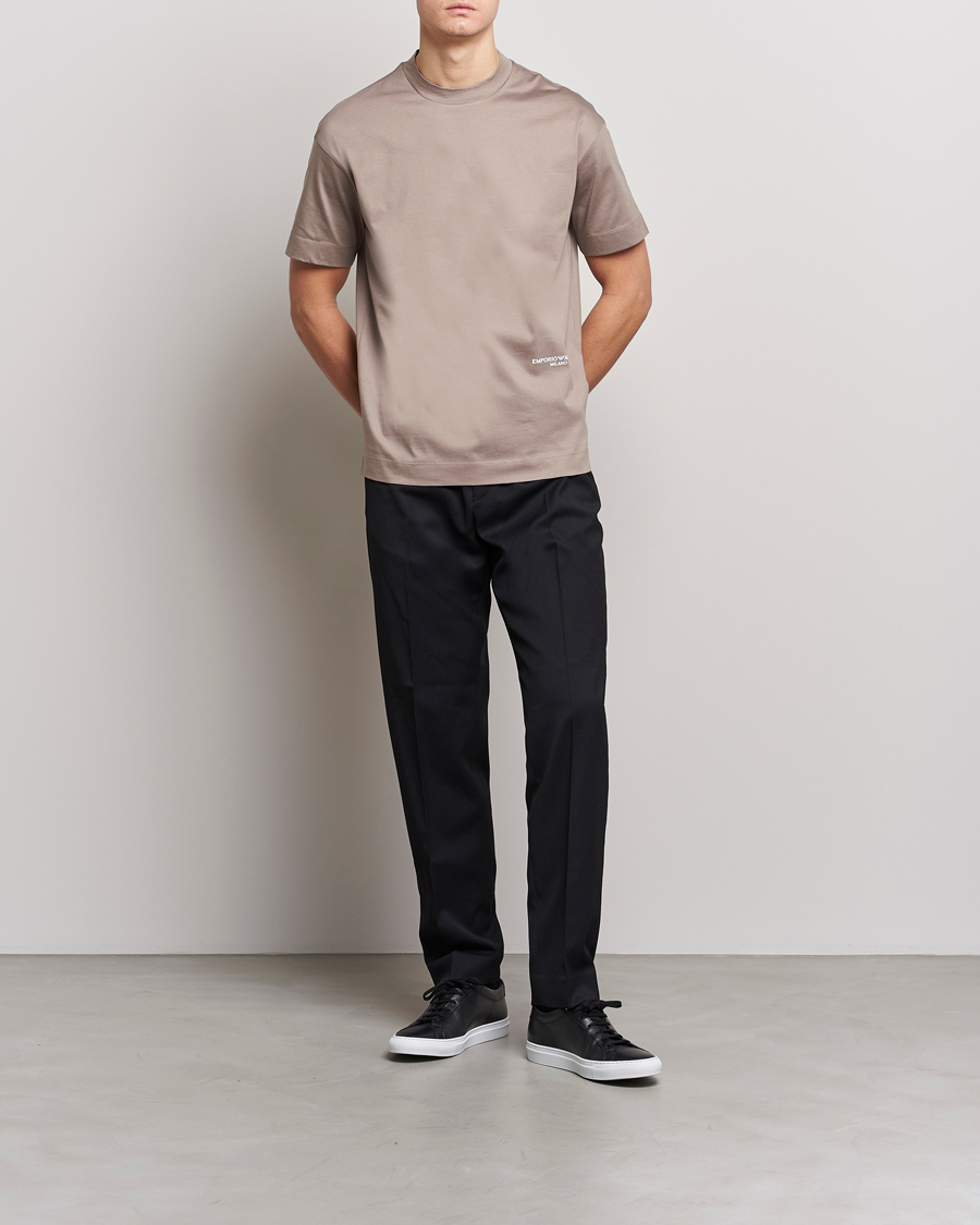 Herre | T-Shirts | Emporio Armani | Cotton T-Shirt Beige