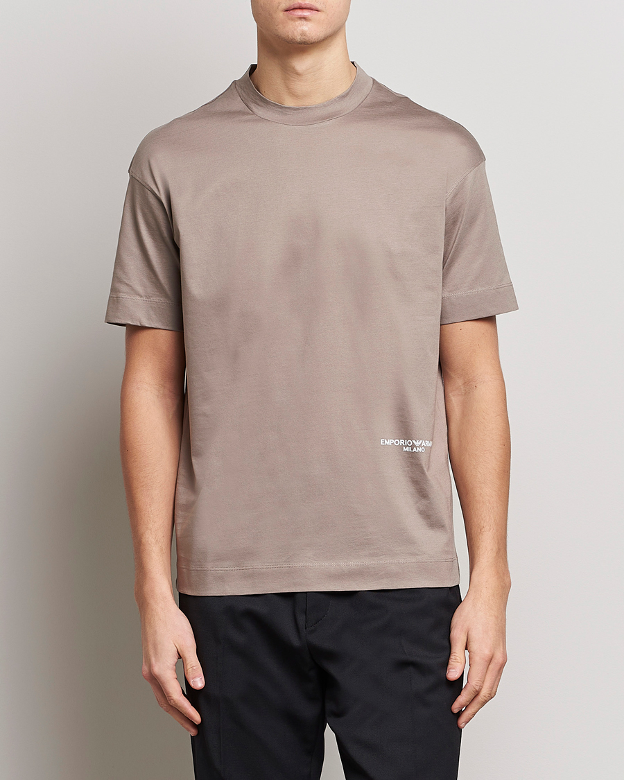 Herre | T-Shirts | Emporio Armani | Cotton T-Shirt Beige