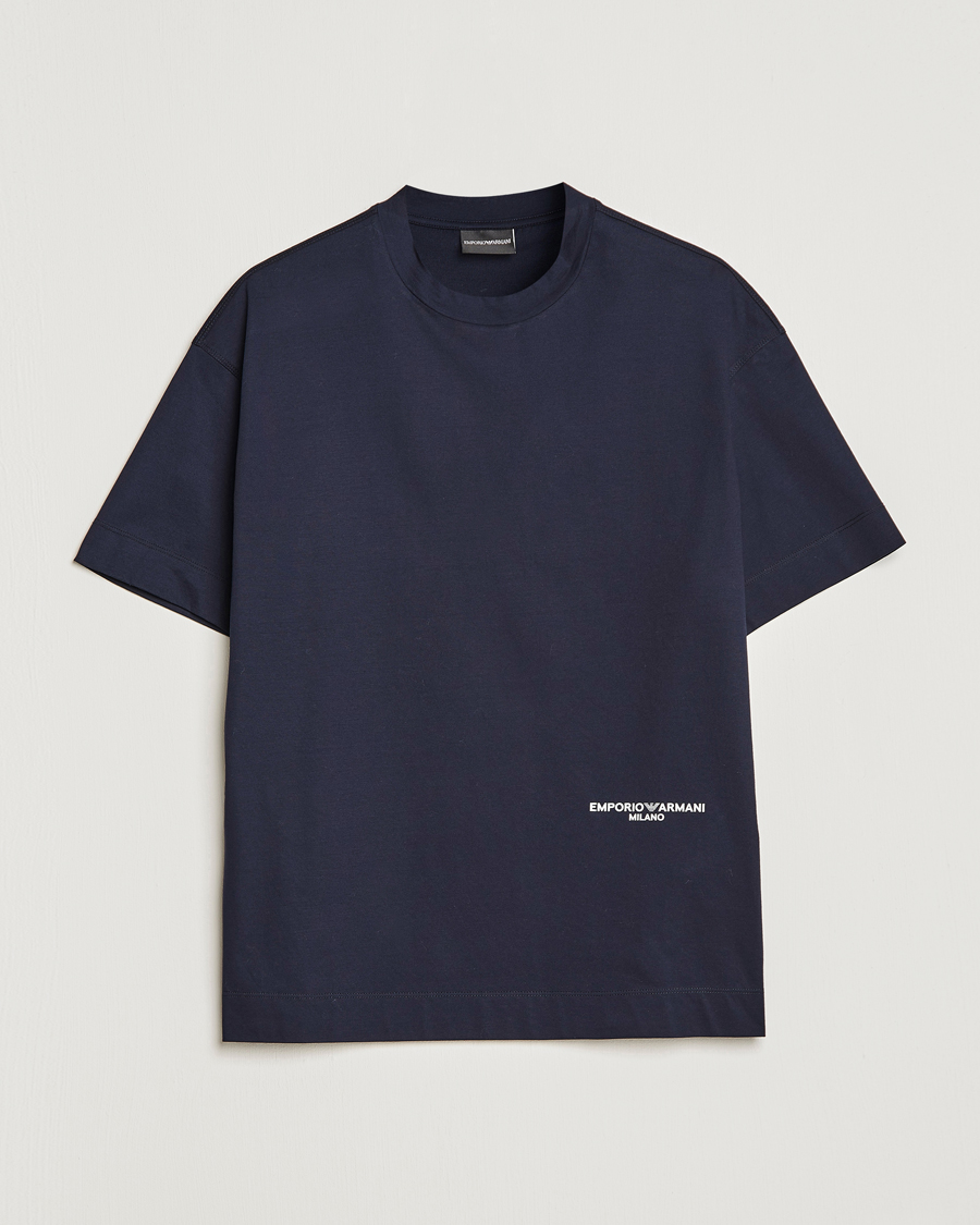 ved siden af Ruckus byrde Emporio Armani Cotton T-Shirt Navy - CareOfCarl.dk