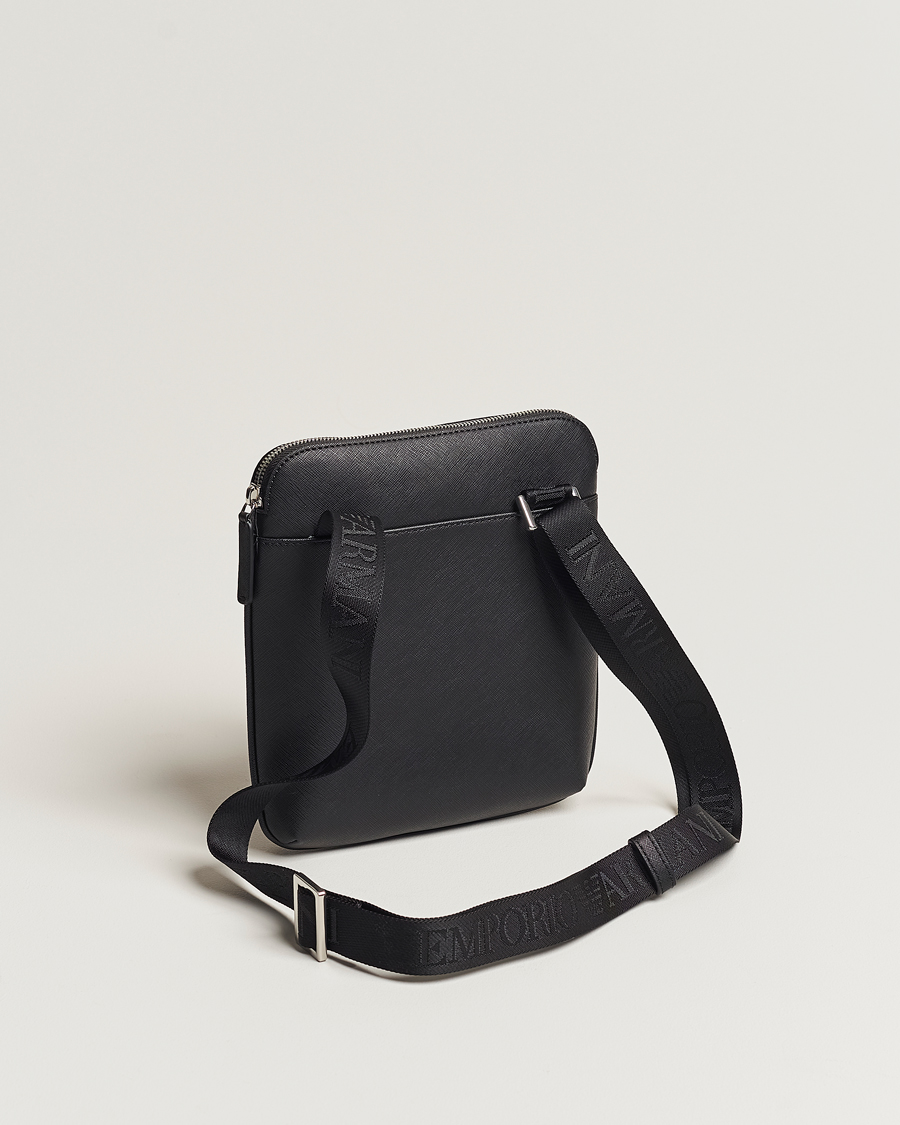 Herre | Emporio Armani Leather Messeager Bag Black | Emporio Armani | Leather Messeager Bag Black