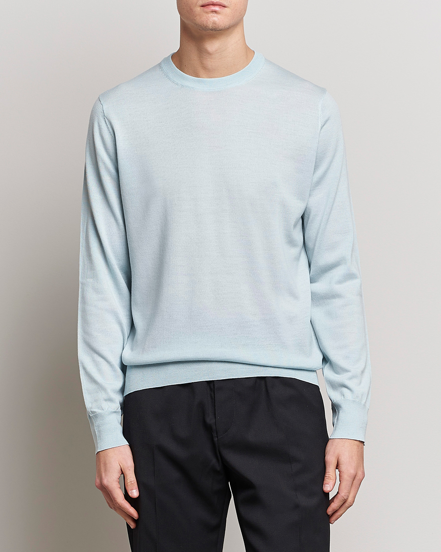 Herre | Pullovers med rund hals | Filippa K | Merino Sweater Aqua