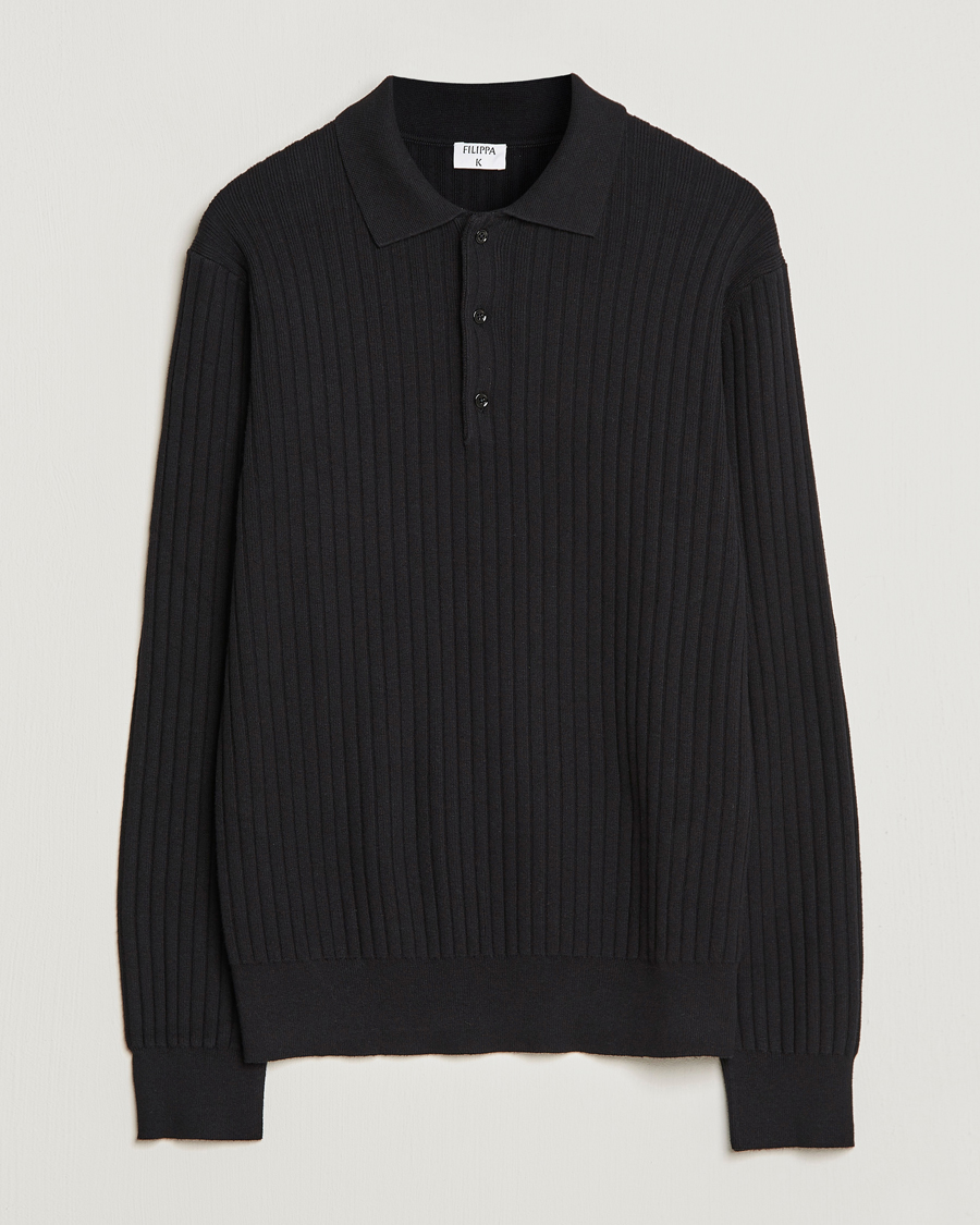 Herre | Trøjer | Filippa K | Knitted Polo Shirt Black