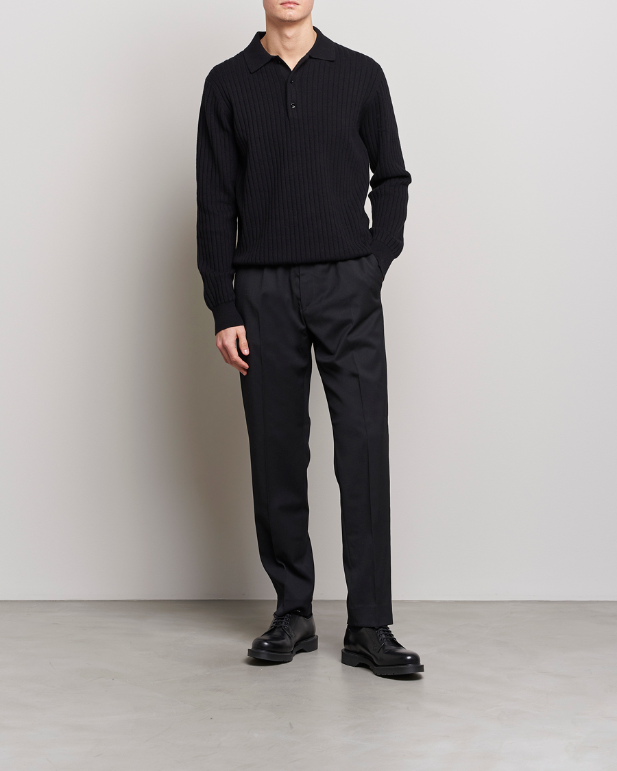 Herre | Trøjer | Filippa K | Knitted Polo Shirt Black
