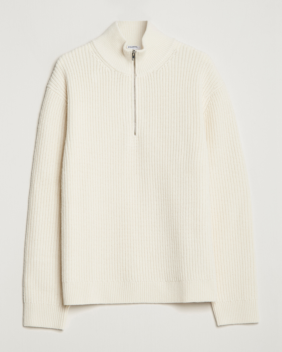 Herre | Trøjer | Filippa K | Half Zip Sweater Off White