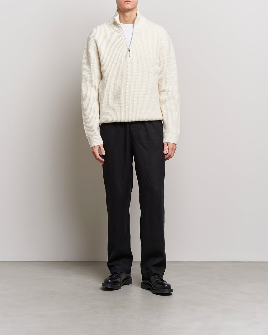Herre | Trøjer | Filippa K | Half Zip Sweater Off White