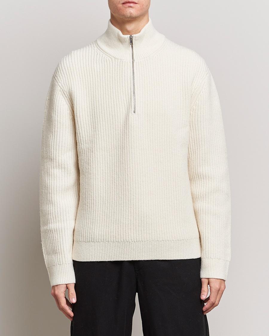 Herre | Trøjer | Filippa K | Half Zip Sweater Off White