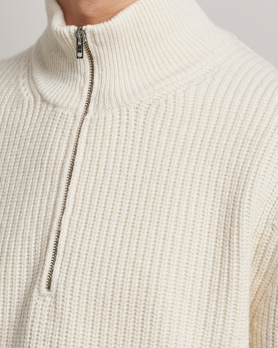 Herre | Trøjer | Filippa K | Half Zip Sweater Off White