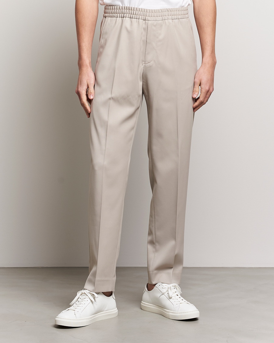 Herre | Drawstringbukser  | Filippa K | Relaxed Wool Drawstring Trousers Grey Beige