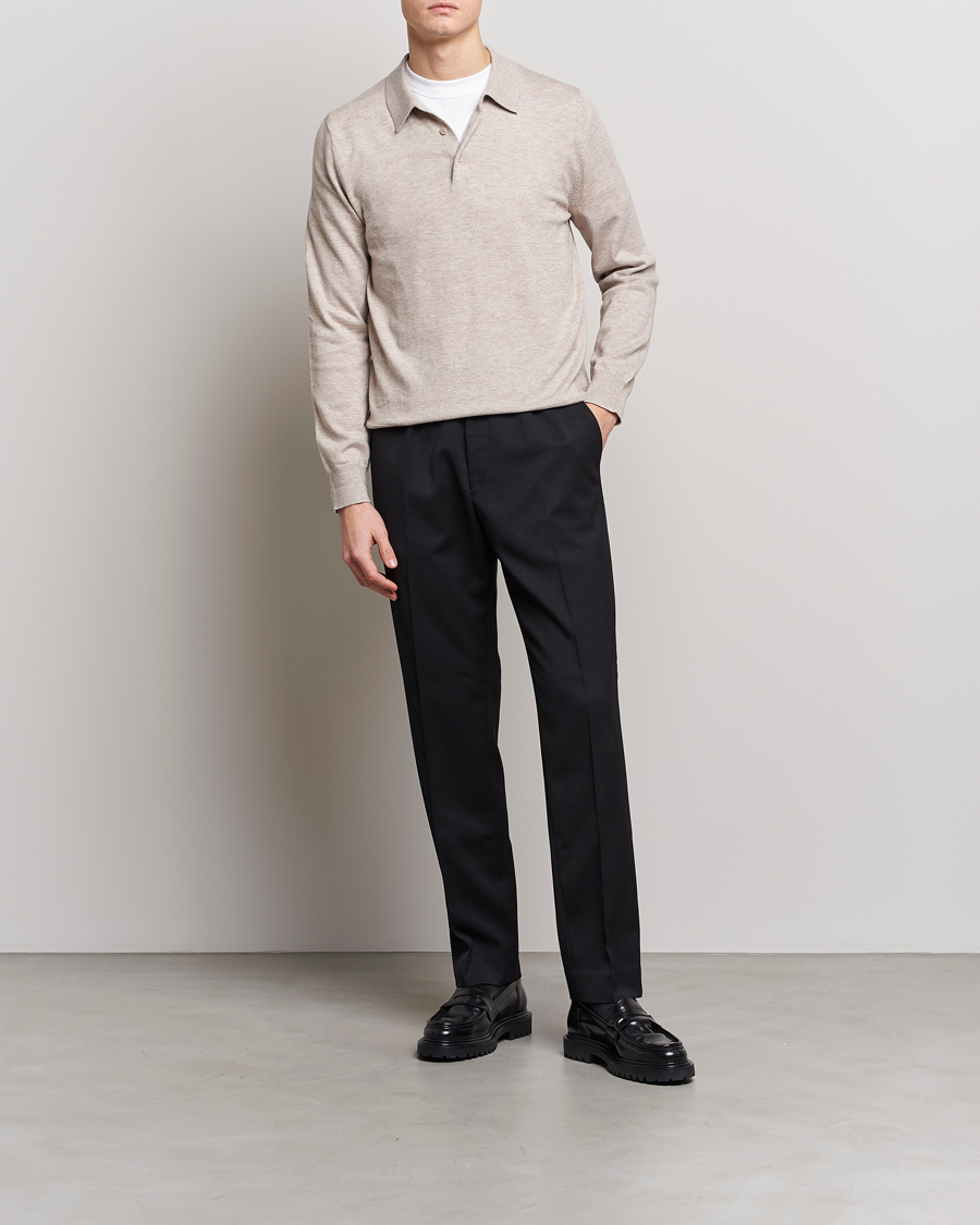 Herre | Trøjer | Filippa K | Knitted Polo Shirt Beige Melange