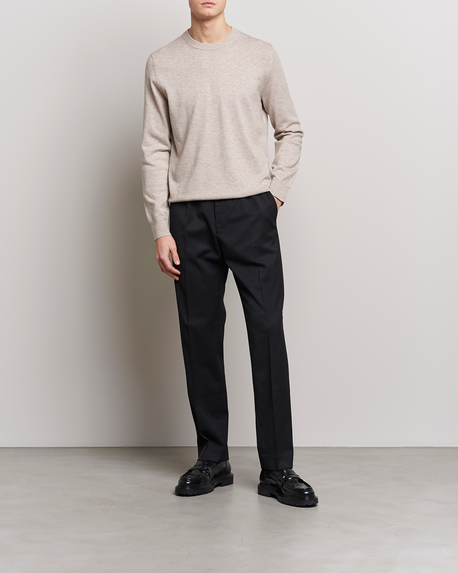 Herre | Trøjer | Filippa K | Cotton Merino Sweater Beige Melange