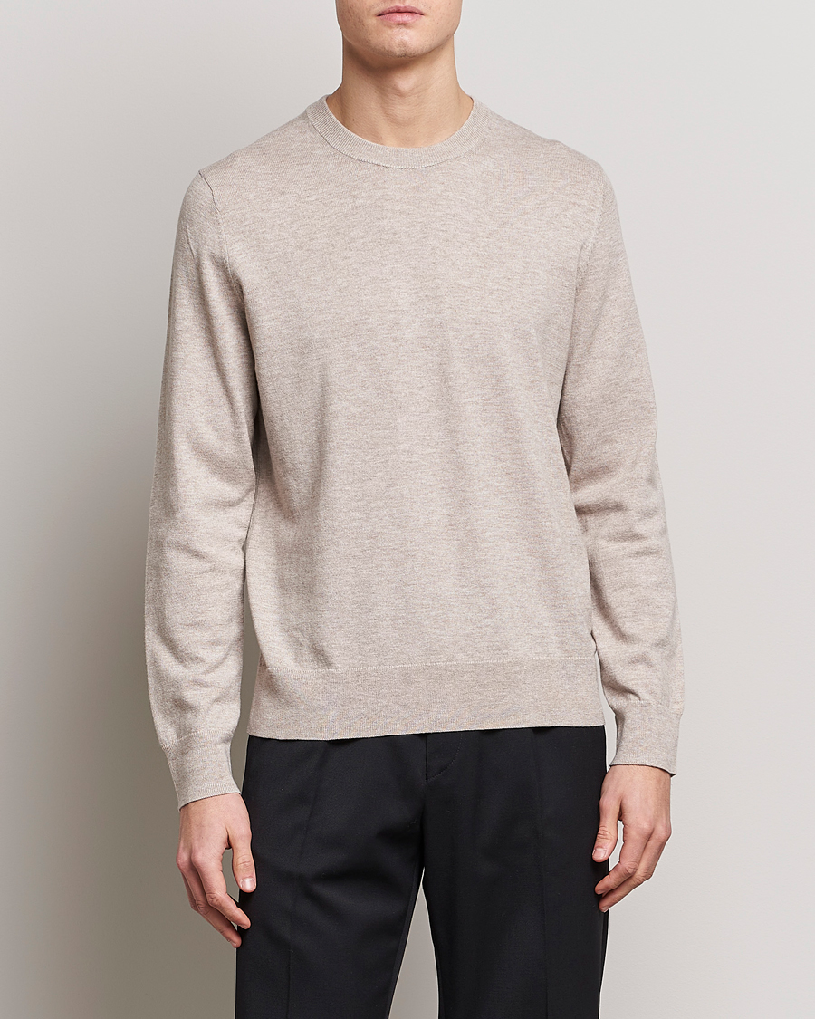 Herre |  | Filippa K | Cotton Merino Sweater Beige Melange