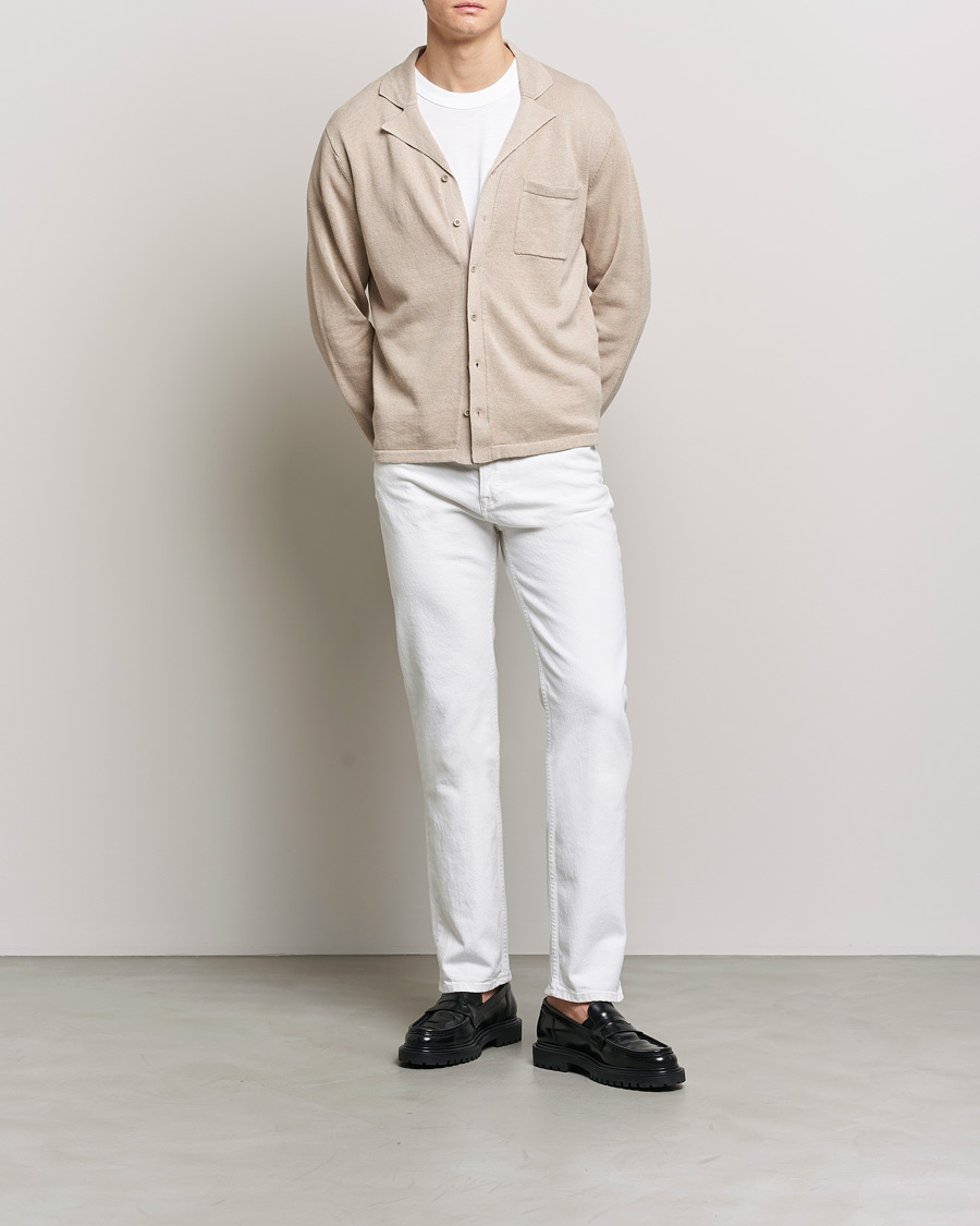 Herre | Skjorter | Filippa K | Cotton Linen Knitted Shirt Dusty Beige