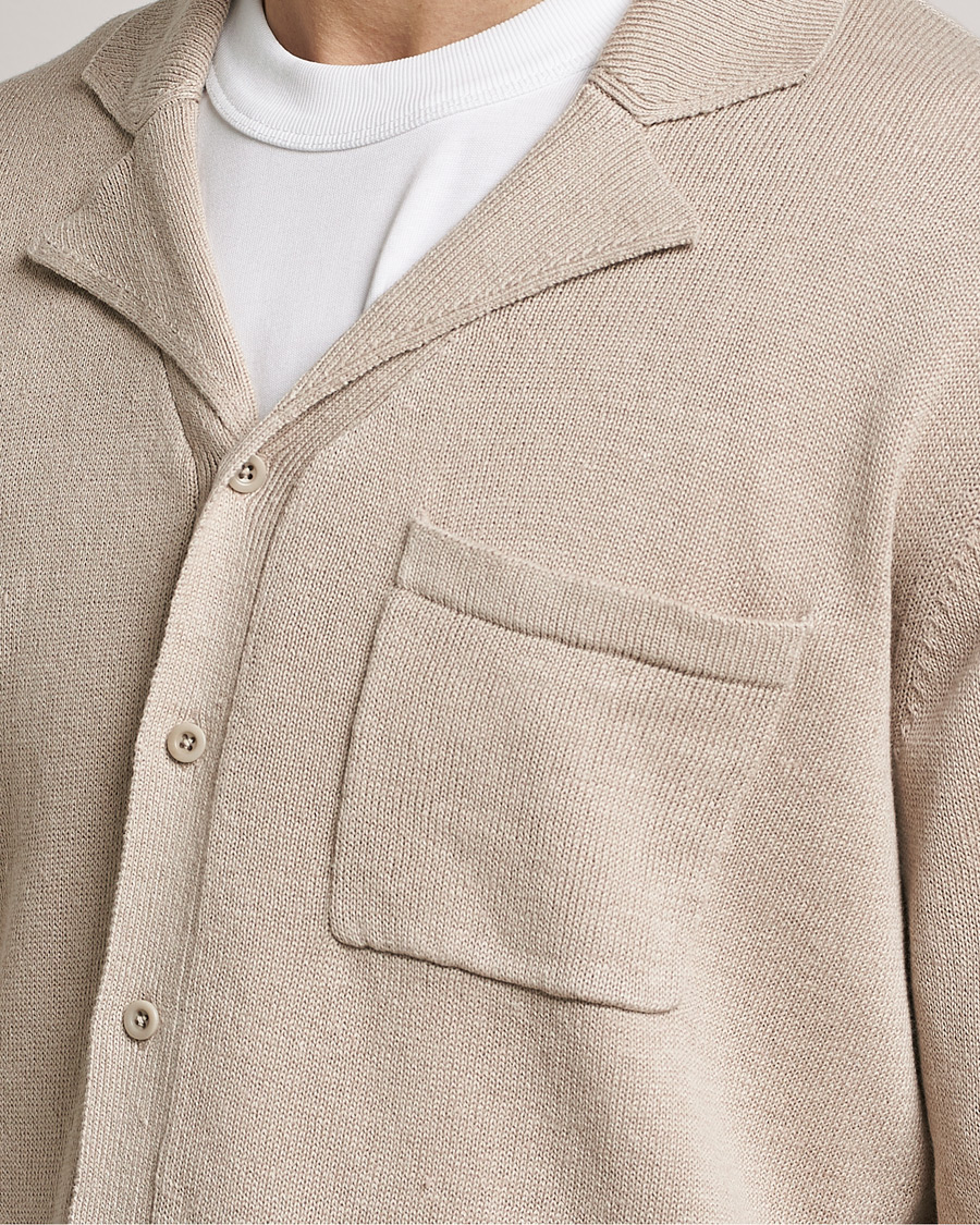 Herre | Skjorter | Filippa K | Cotton Linen Knitted Shirt Dusty Beige