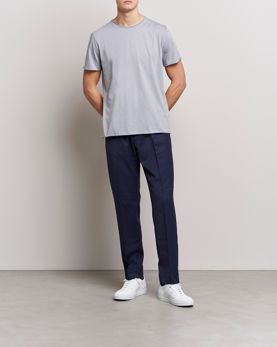 Herre | T-Shirts | Filippa K | Roll Neck Crew Neck Tee Fog Blue