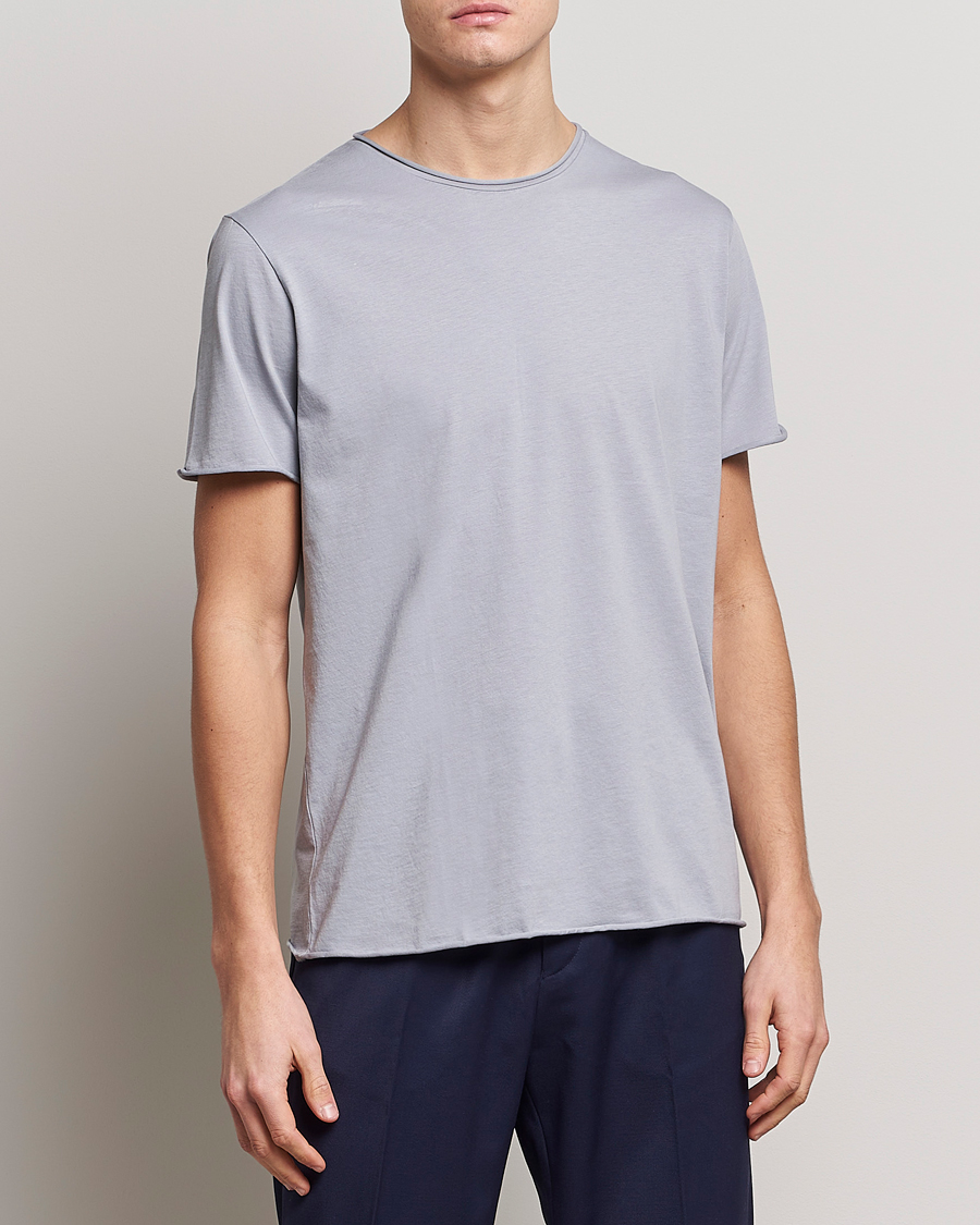 Herre | T-Shirts | Filippa K | Roll Neck Crew Neck Tee Fog Blue