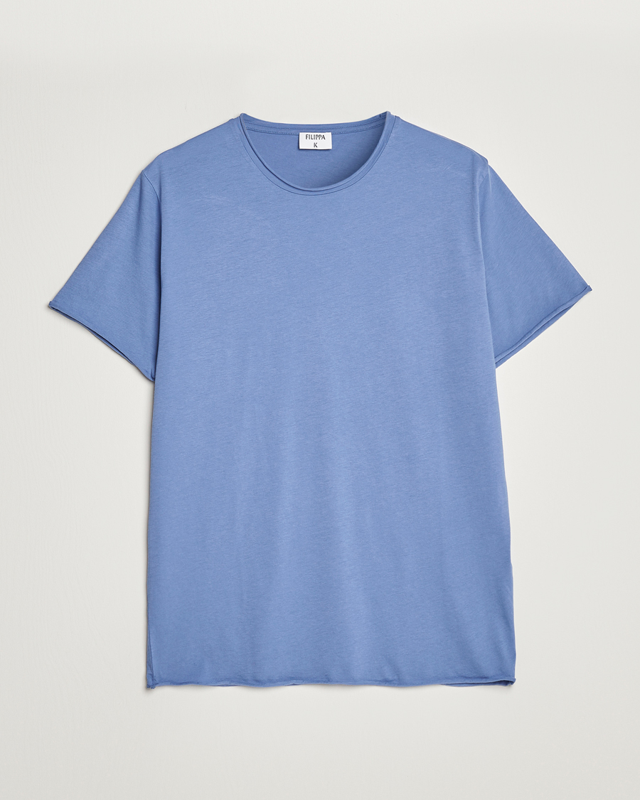 Herre | T-Shirts | Filippa K | Roll Neck Crew Neck Tee Coral Blue