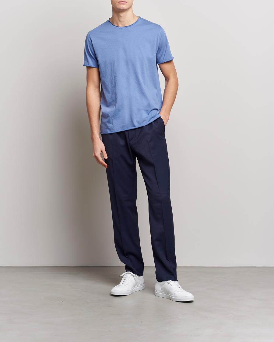 Herre | T-Shirts | Filippa K | Roll Neck Crew Neck Tee Coral Blue