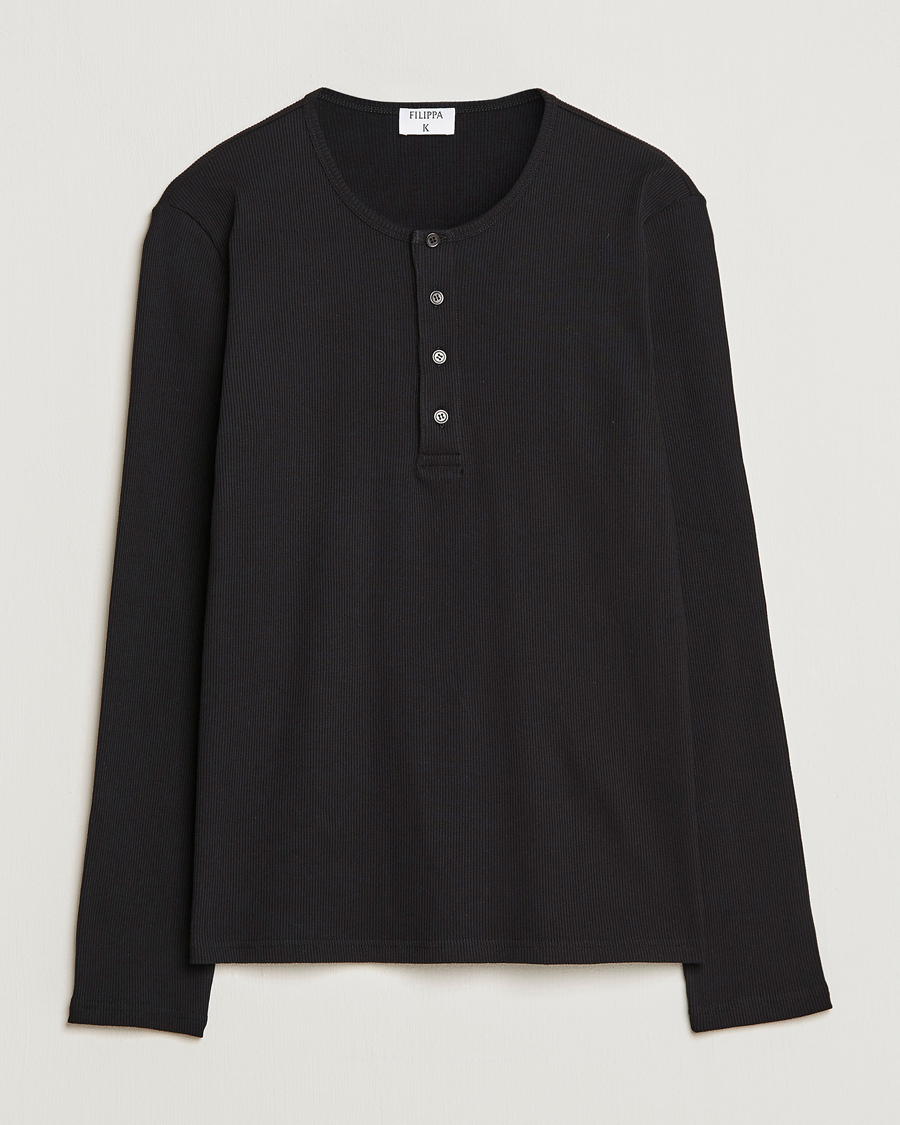 Herre | Trøjer | Filippa K | Rib Henley Black
